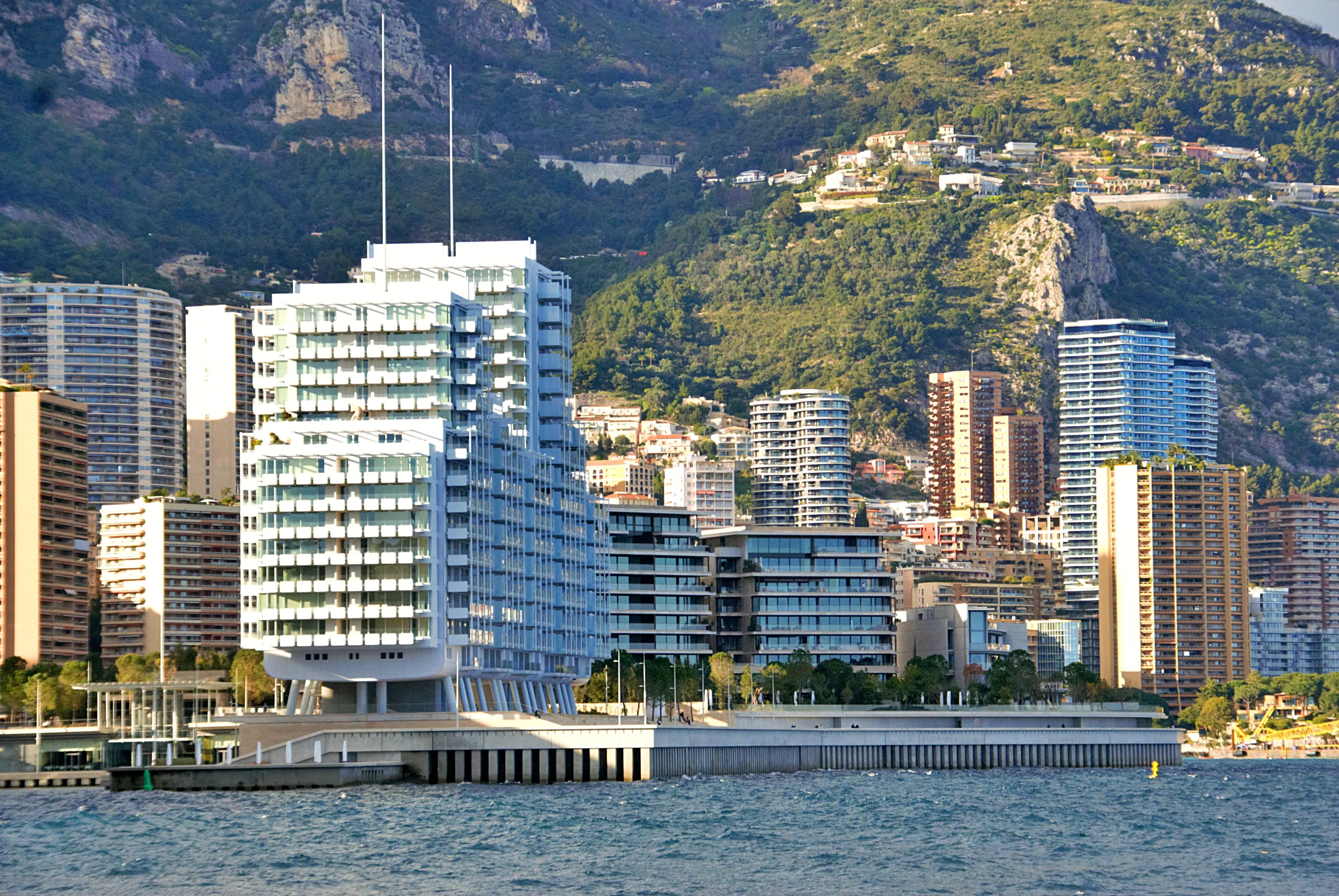 Modern apartment towers on the Monaco waterfront